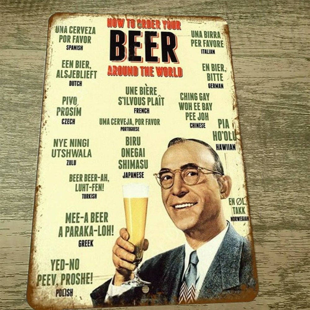 How to Order Beer‎ Around the World 8x12 Metal Wall Bar Sign